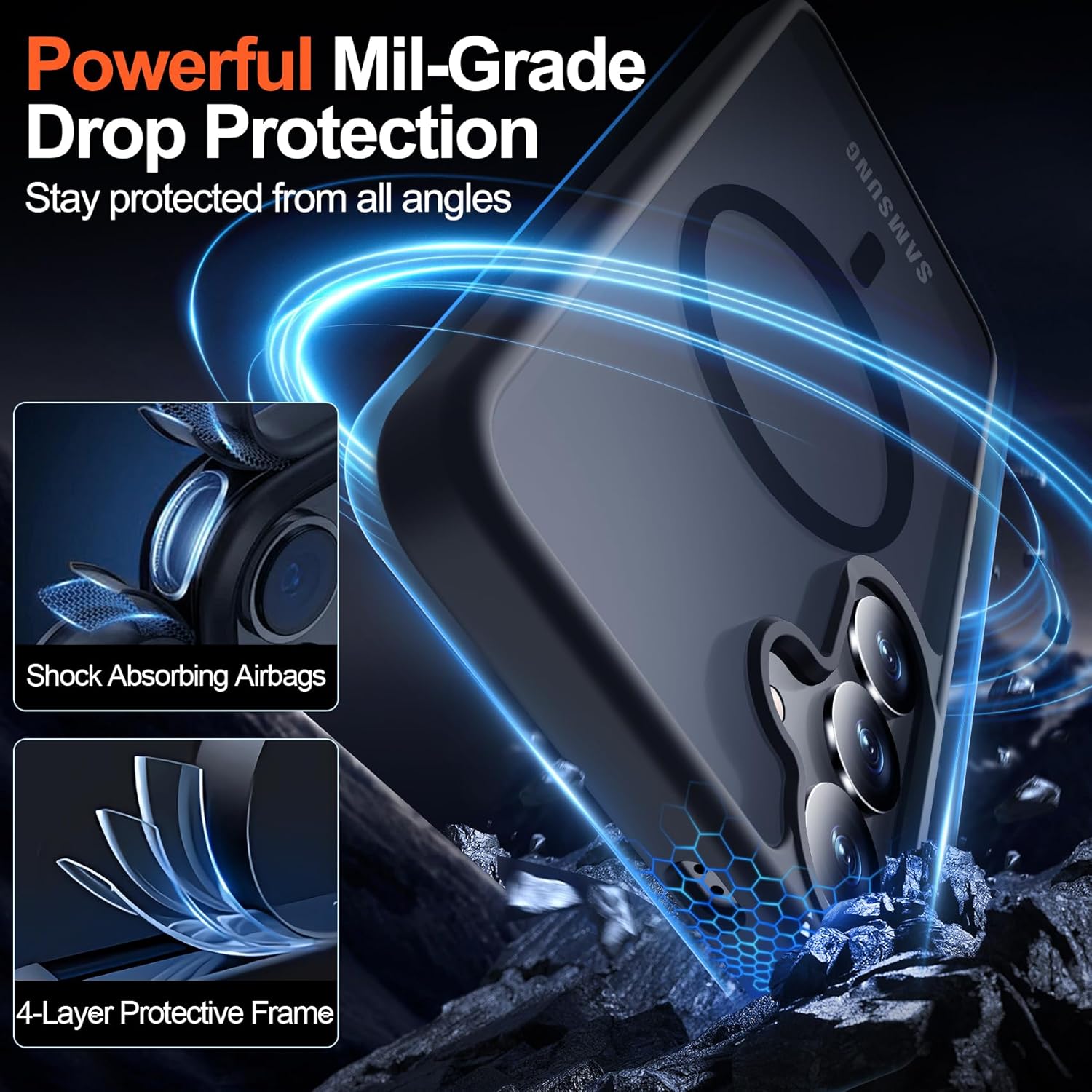 Entronix Bundle Compatible with Galaxy S23 - [Magnetic] Translucent Matte Case & 2 Clear Screen Protectors