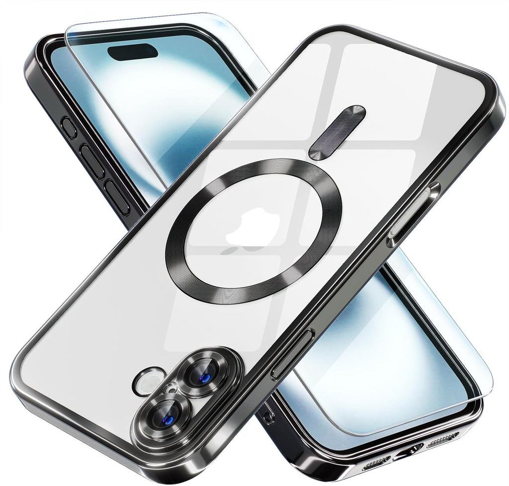 Entronix Bundle Compatible with iPhone 16 Plus - [Magnetic] Luxury Glossy Case & 1 Clear Screen Protector