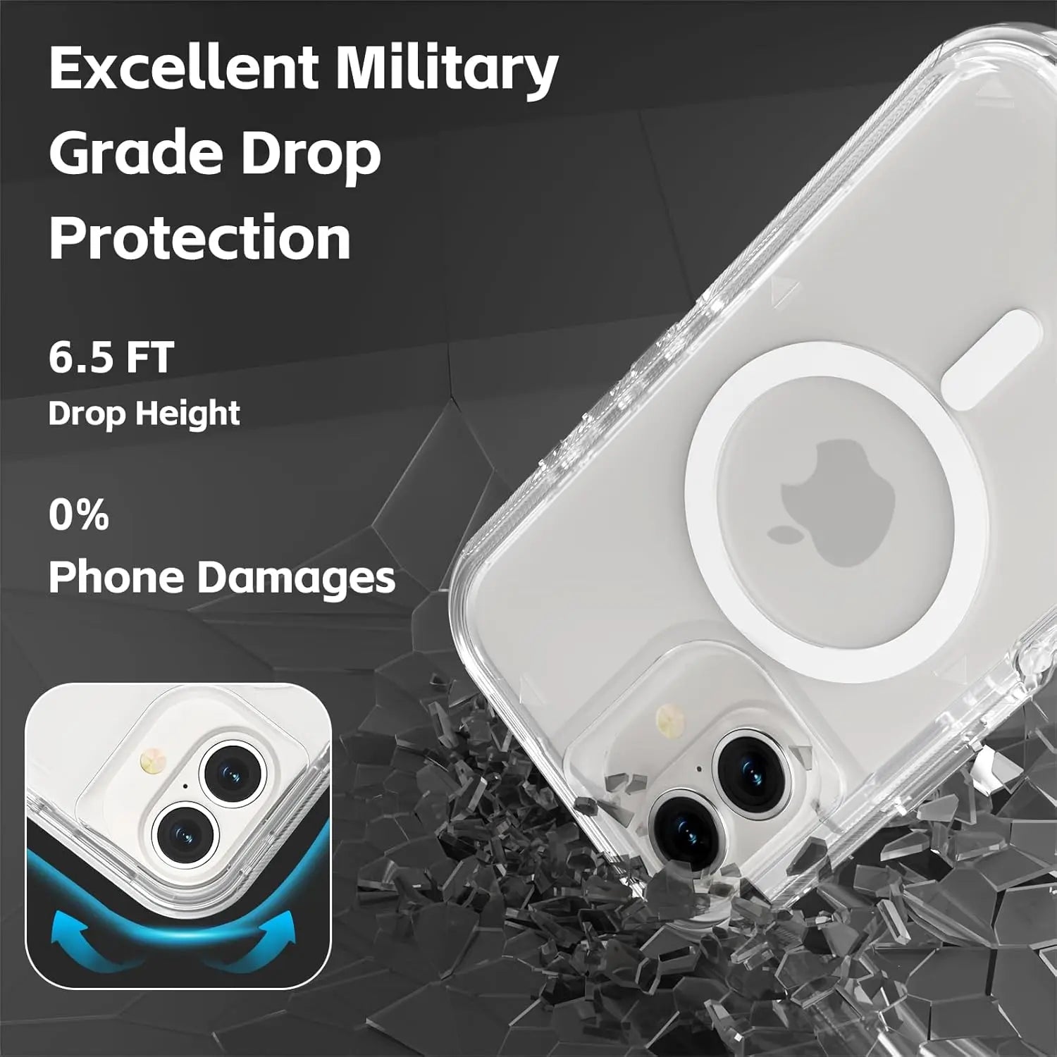 Entronix [Magnetic] Case Compatible with iPhone 16 - [Clear] Triple-Layer Heavy Duty Protection - Entronix