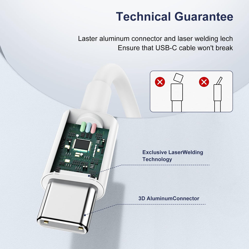 Entronix Type-C to Type-C Charger Cable, 3-Pack [6FT] USB-C Cable Compatible with Android