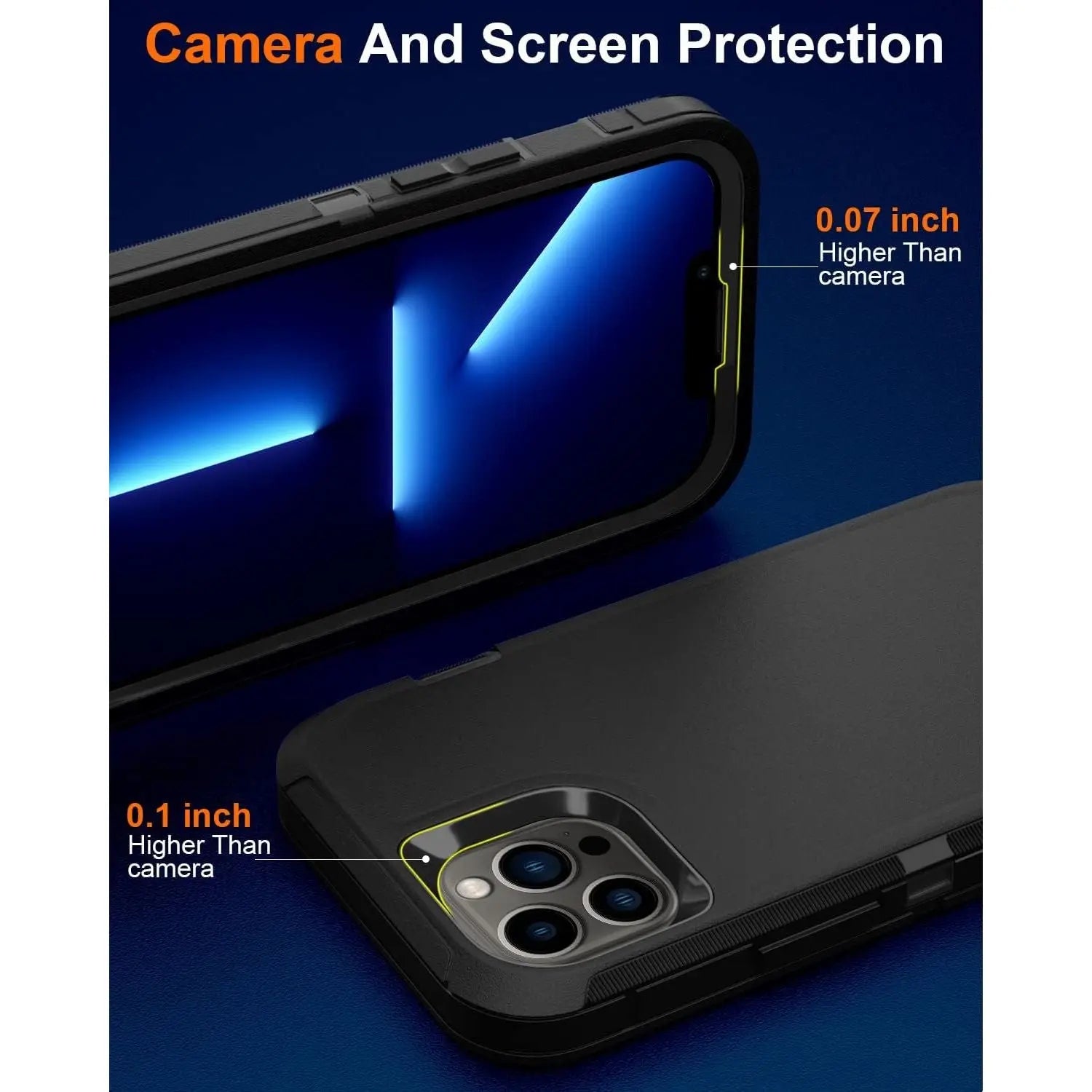 Entronix 3-in-1 Bundle for Apple iPhone 13 Pro Max, Heavy Duty Case & 2 Clear Tempered Glass Screen Protectors - Entro Retail
