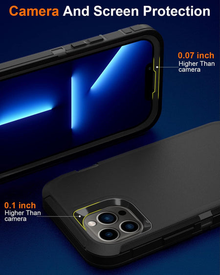 Entronix 3-in-1 Bundle for Apple iPhone 13 Pro Max, Heavy Duty Case & 2 Clear Tempered Glass Screen Protectors - Entro Retail