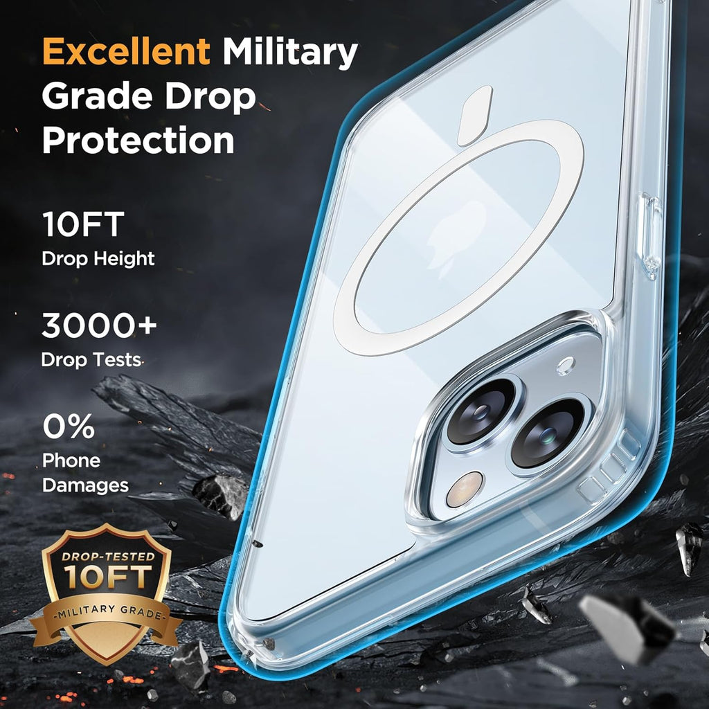 Entronix Bundle Compatible with iPhone 15 - [Magnetic] Clear Case, 2 Clear Screen Protectors & 2 Camera Lens Protectors