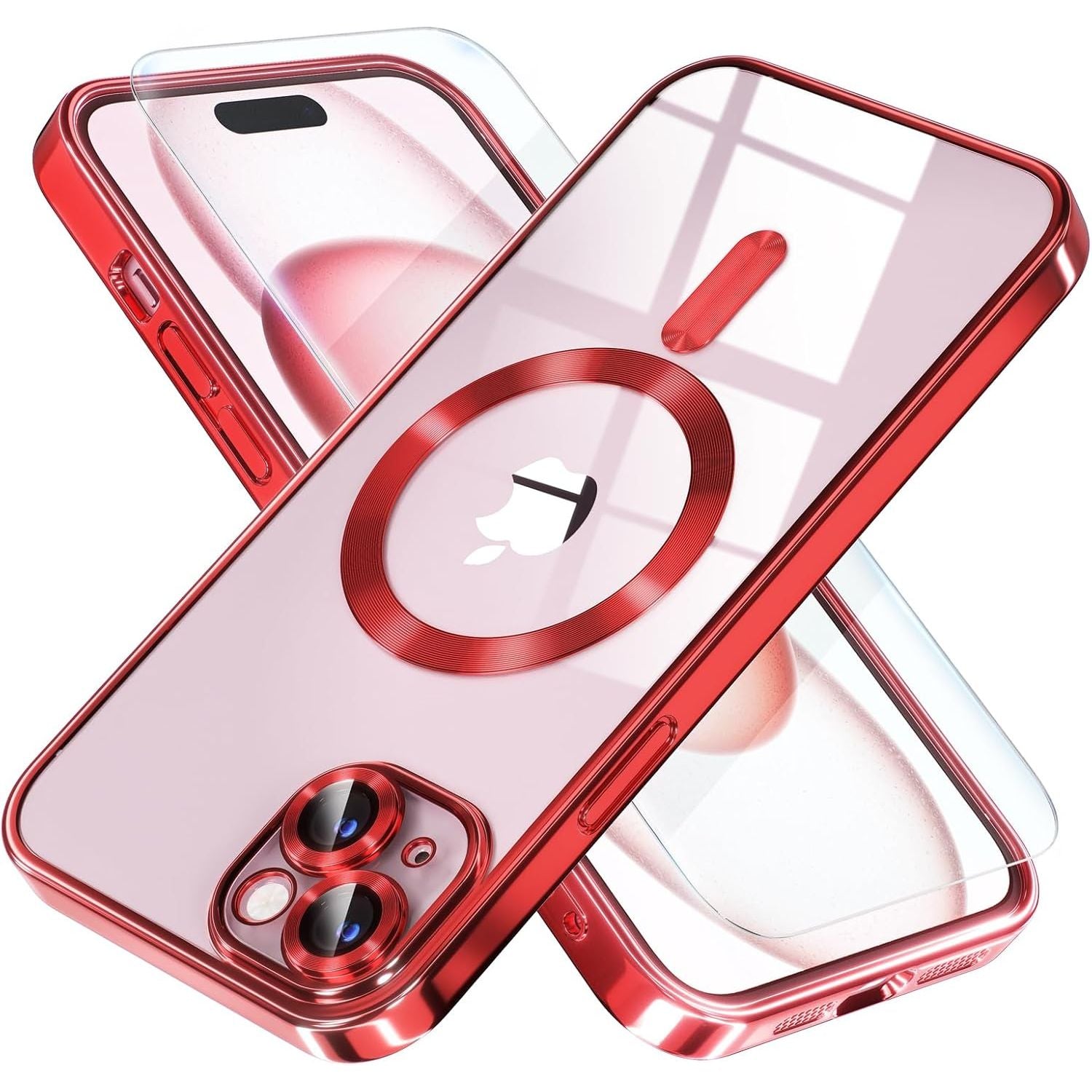 Entronix Bundle Compatible with iPhone 15 Plus - [Magnetic] Luxury Glossy Case & 1 Clear Screen Protector