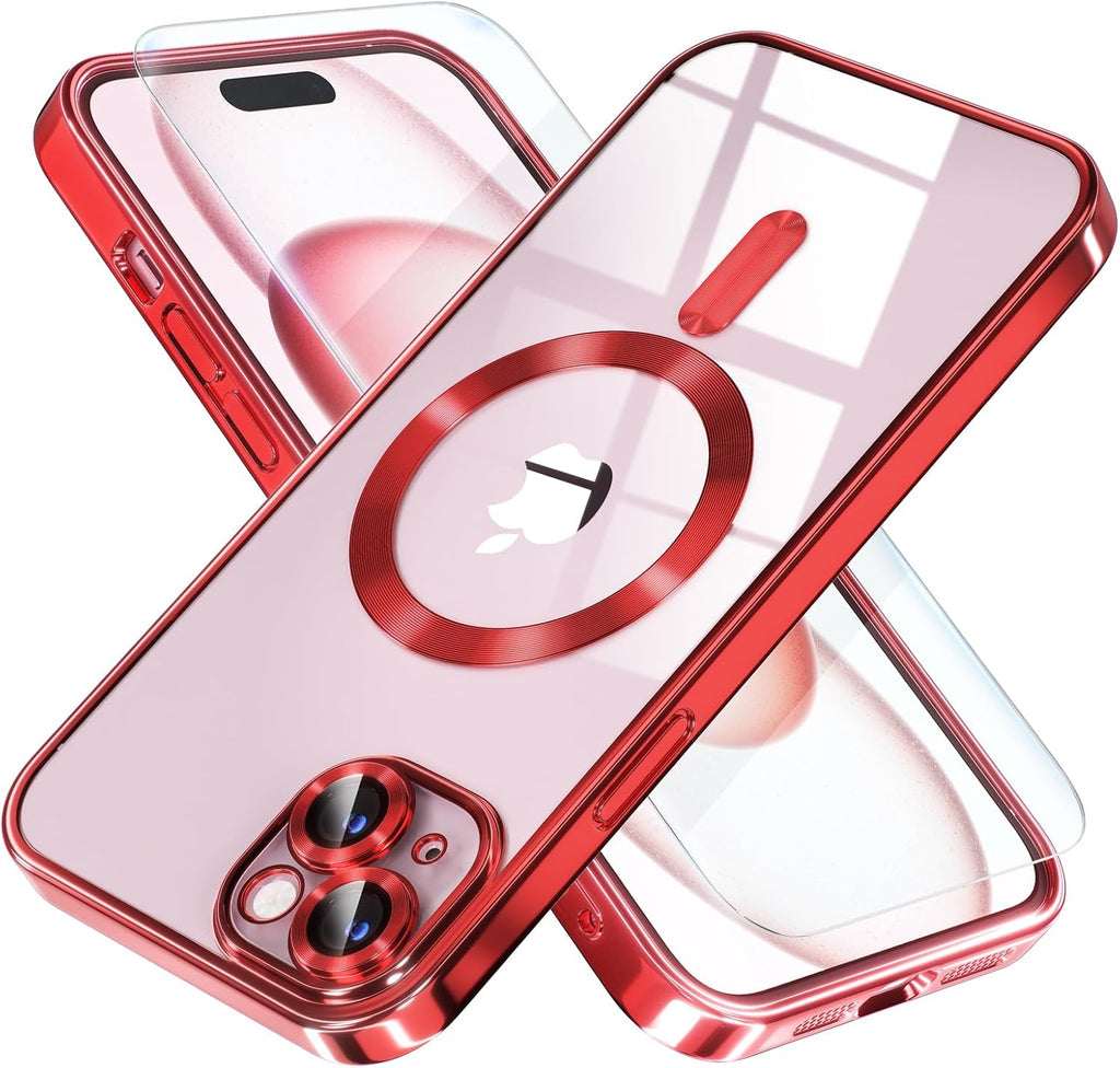 Entronix Bundle Compatible with iPhone 15 Plus - [Magnetic] Luxury Glossy Case & 1 Clear Screen Protector