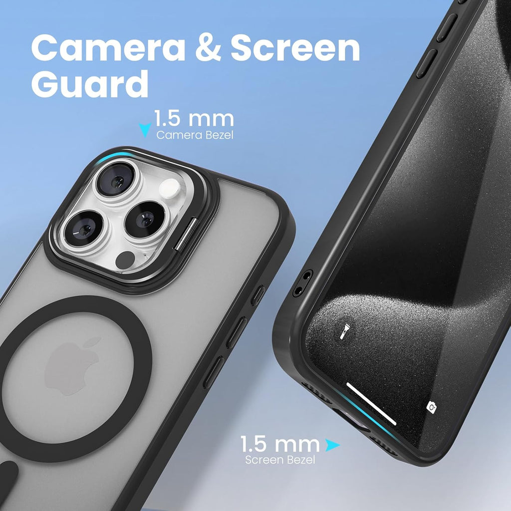 Entronix Heavy Duty Slim Phone Case with Camera Kickstand Compatible with Magsafe for Apple iPhone 16 Pro Max Magnetic Case, Matte Case - Entro Retail