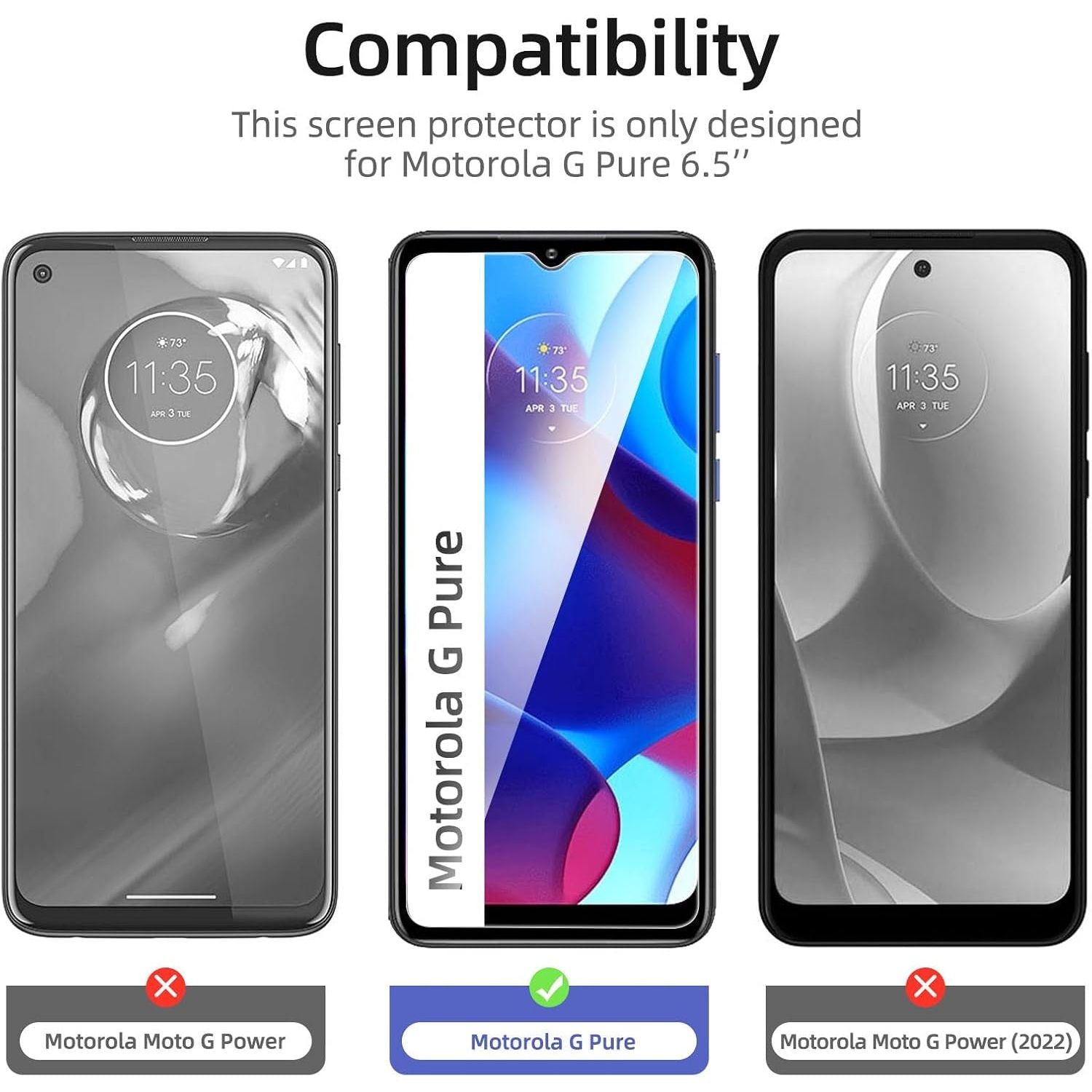 Entronix 2-Pack for Motorola G Pure, Clear Tempered Glass Screen Protector - Entro Retail