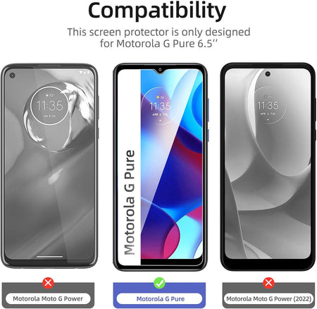 Entronix 2-Pack for Motorola G Pure, Clear Tempered Glass Screen Protector - Entro Retail