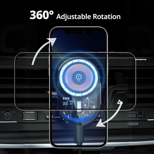 Entronix [Magnetic] Car Mount – Wireless Charging Holder, AC Vent or Suction Cup Style - Entronix