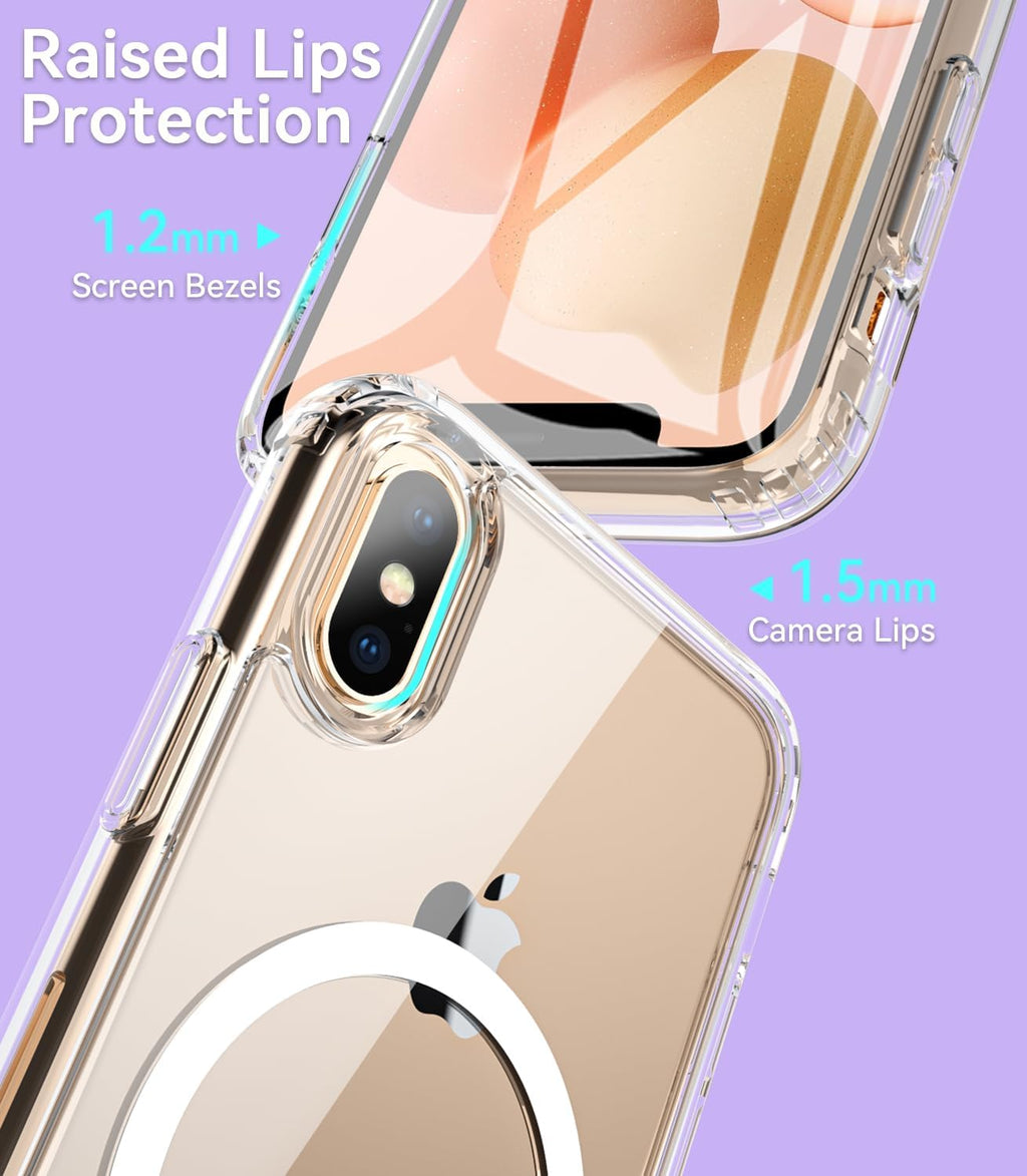 Entronix Bundle Compatible with iPhone X/XS - [Magnetic] Clear Case & 2 Clear Screen Protectors