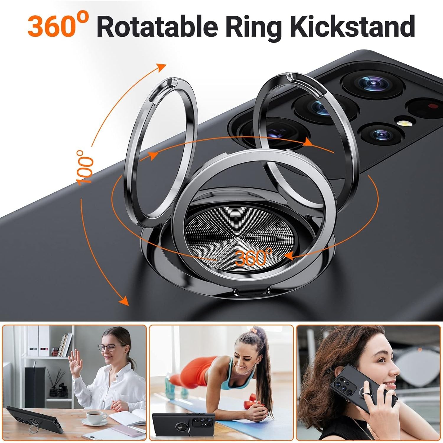 Entronix Case Compatible with Galaxy S25 Ultra - 360º Circular Ring Gripstand - Entronix
