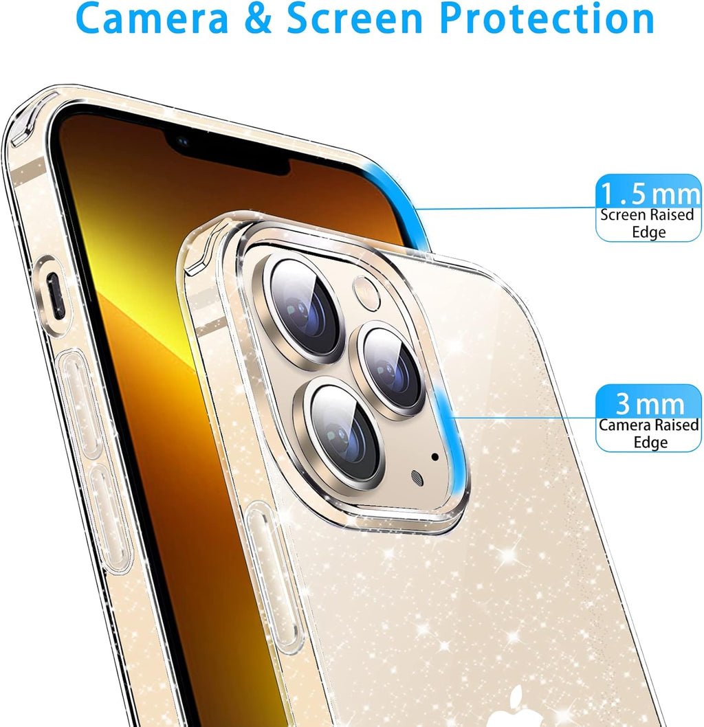 Entronix Glitter Clear Case for Apple iPhone 11 Pro Max, Crystal Clear Sparkly Bumper Cover - Entro Retail