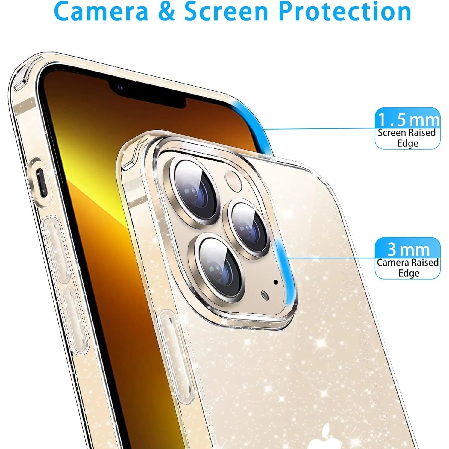 Entronix Glitter Clear Case for Apple iPhone 12 Pro Max, Crystal Clear Sparkly Bumper Cover - Entro Retail