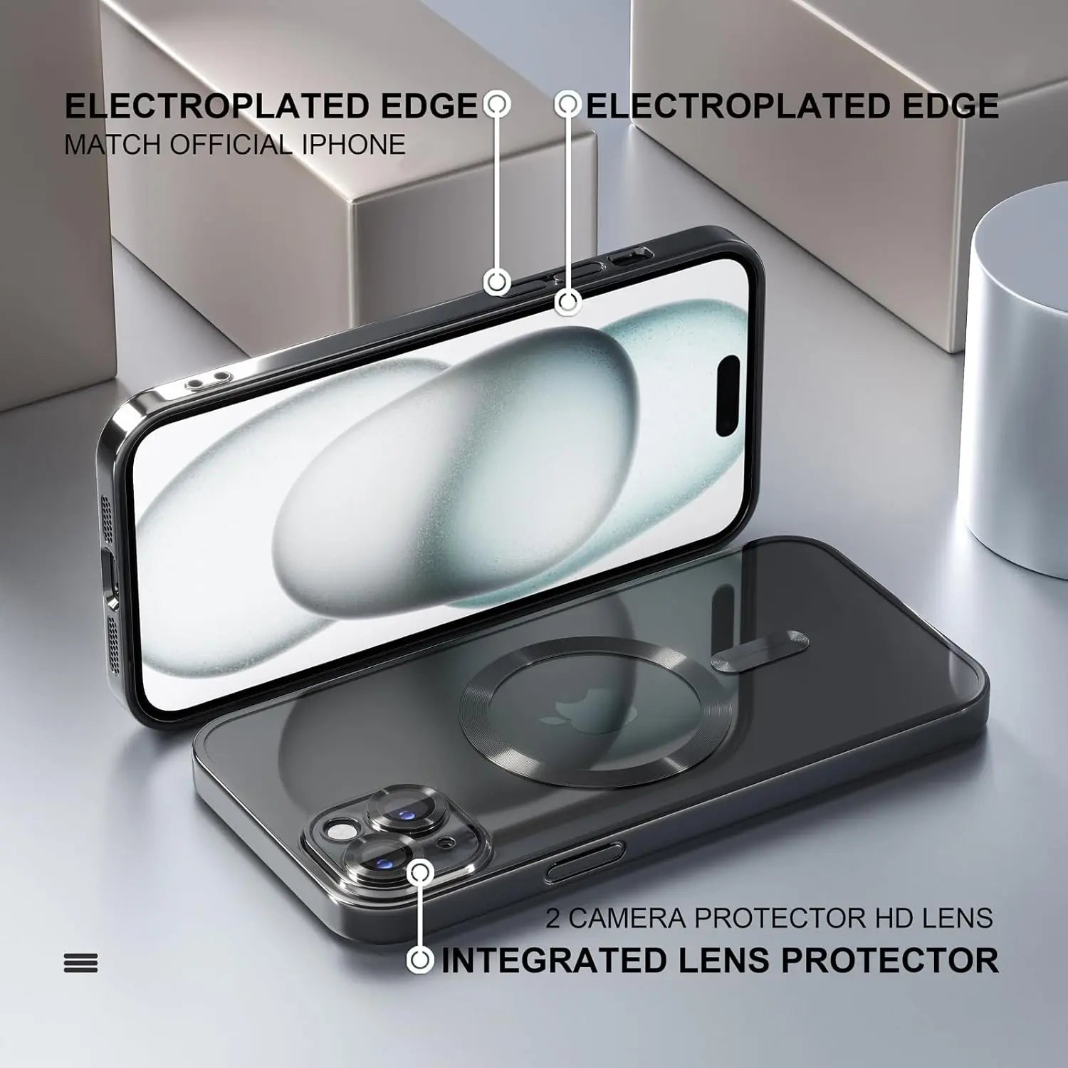 Entronix Bundle Compatible with iPhone 14 Plus - [Magnetic] Luxury Glossy Case & 1 Clear Screen Protector - Entronix