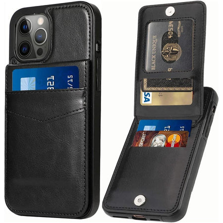 Entronix Wallet Case for Apple iPhone 16 Pro Leather Wallet Card Holder Case, Built In Kickstand with 6 Card Slots Holder - Entro Retail