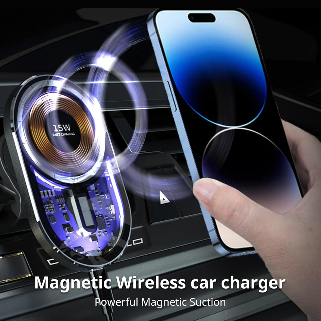 Entronix [Magnetic] Car Mount – Wireless Charging Holder, AC Vent or Suction Cup Style