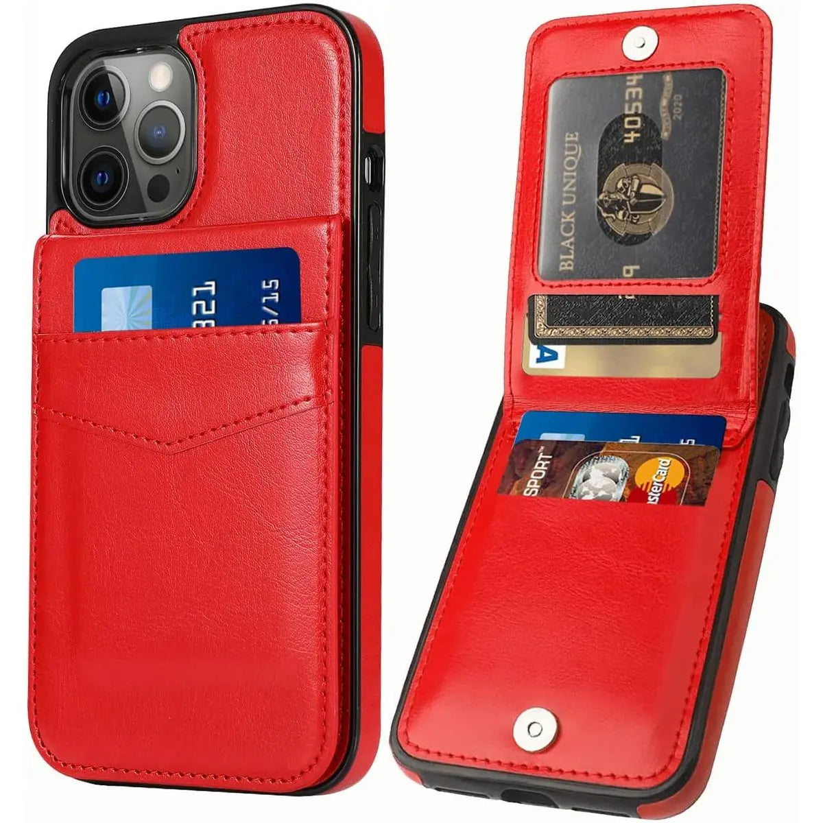 Entronix Wallet Case for Apple iPhone 16 Pro Leather Wallet Card Holder Case, Built In Kickstand with 6 Card Slots Holder - Entro Retail