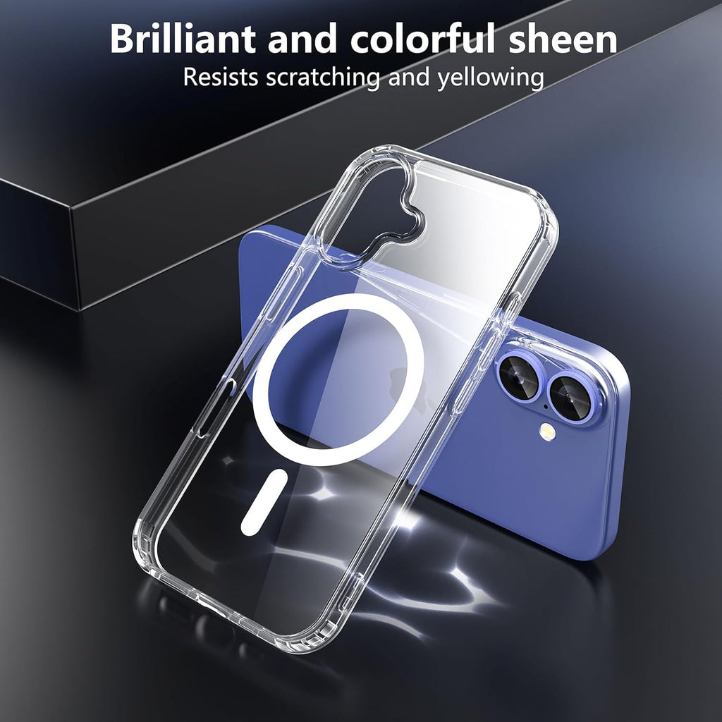 Entronix Bundle Compatible with iPhone 16 - [Magnetic] Clear Case, 2 Clear Screen Protectors & 2 Camera Lens Protectors