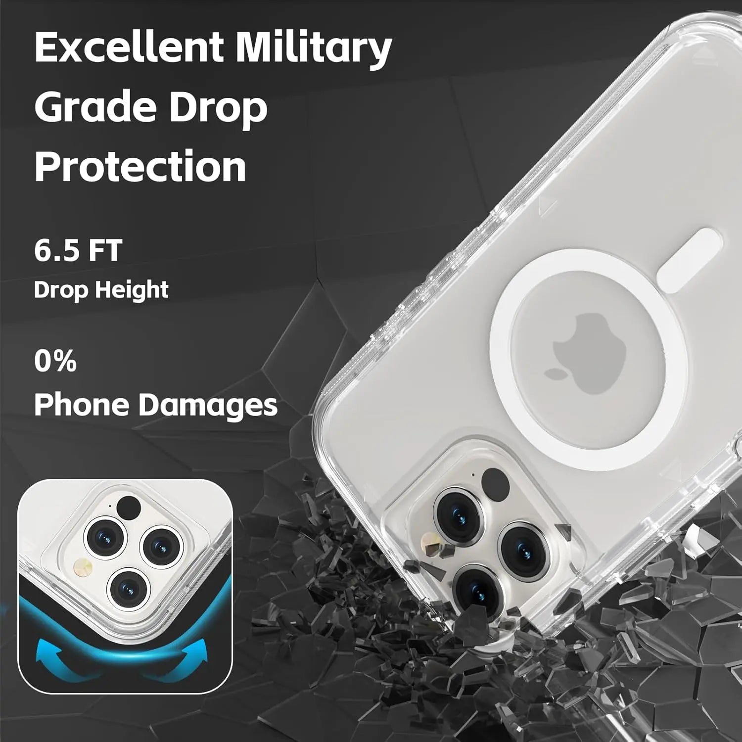 Entronix [Magnetic] Case Compatible with iPhone 16 Pro - [Clear] Triple-Layer Heavy Duty Protection - Entronix