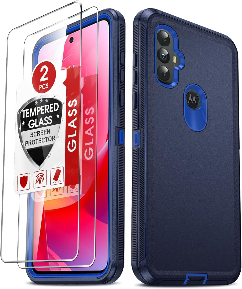 Entronix 3-in-1 Bundle for Motorola G Power 2022, Heavy Duty Case & 2 Clear Tempered Glass Screen Protectors - Entro Retail