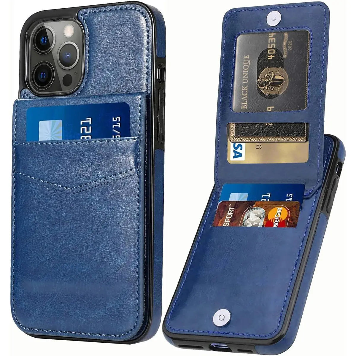 Entronix Wallet Case for Apple iPhone 16 Pro Max Leather Wallet Card Holder Case, Built In Kickstand with 6 Card Slots Holder - Entro Retail