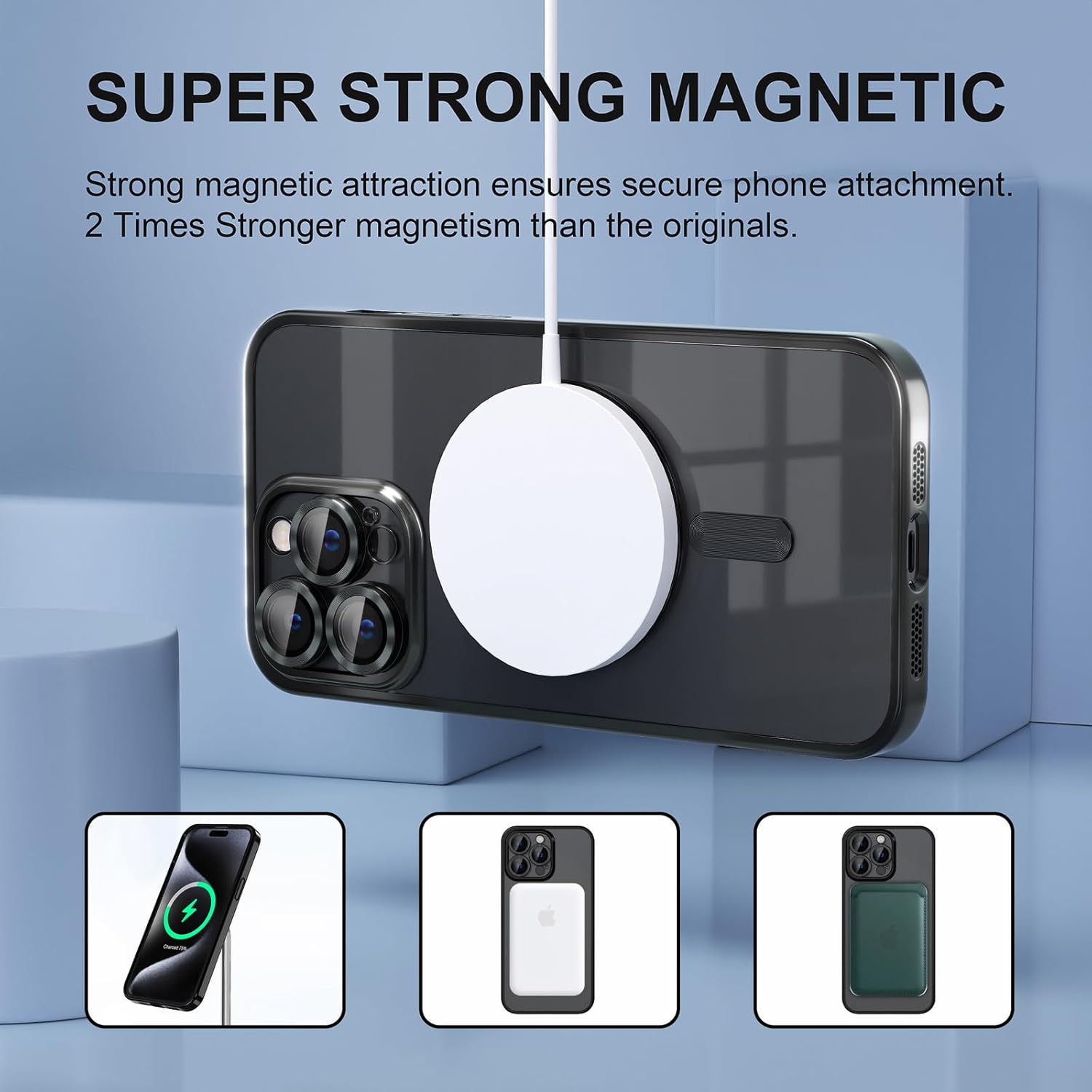 Entronix Bundle Compatible with iPhone 15 Pro Max - [Magnetic] Luxury Glossy Case & 1 Clear Screen Protector