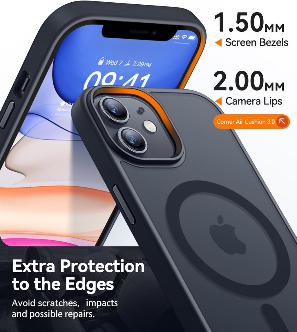Entronix Sturdy Case for Apple iPhone 12/12 Pro, [Magnetic-Compatible] Matte Bumper Cover, - Entro Retail