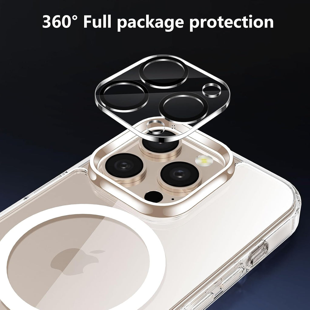 Entronix Bundle Compatible with iPhone 16 Pro Max - [Magnetic] Clear Case, 2 Clear Screen Protectors & 2 Camera Lens Protectors