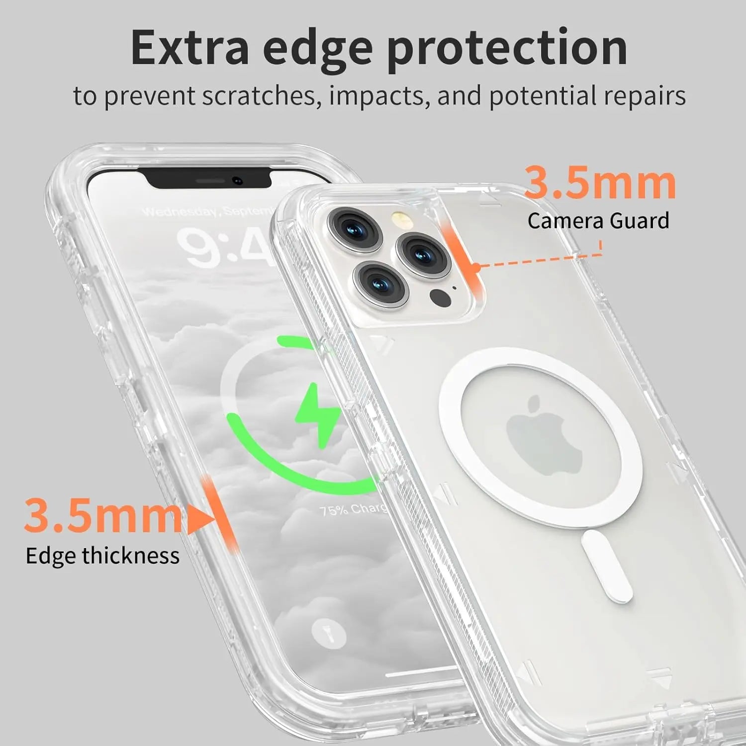 Entronix [Magnetic] Case Compatible with iPhone 12/12 Pro - [Clear] Triple-Layer Heavy Duty Protection - Entronix
