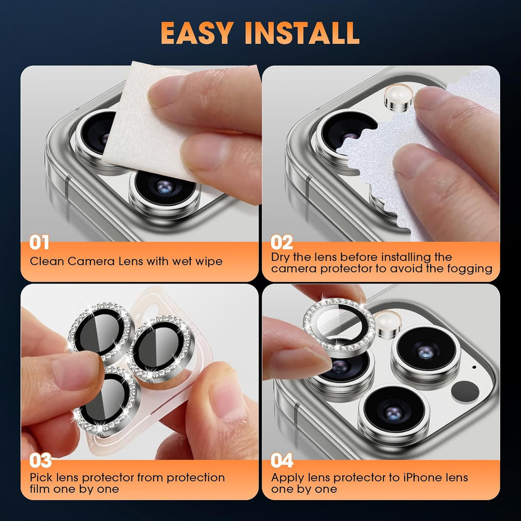 Entronix Camera Lens Protector Compatible with iPhone 17 Pro/17 Pro Max - Luxury Diamond Metal Cover