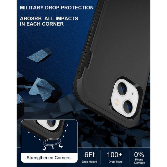 Entronix 3-in-1 Bundle for Apple iPhone 15, Heavy Duty Case & 2 Clear Tempered Glass Screen Protectors - Entro Retail
