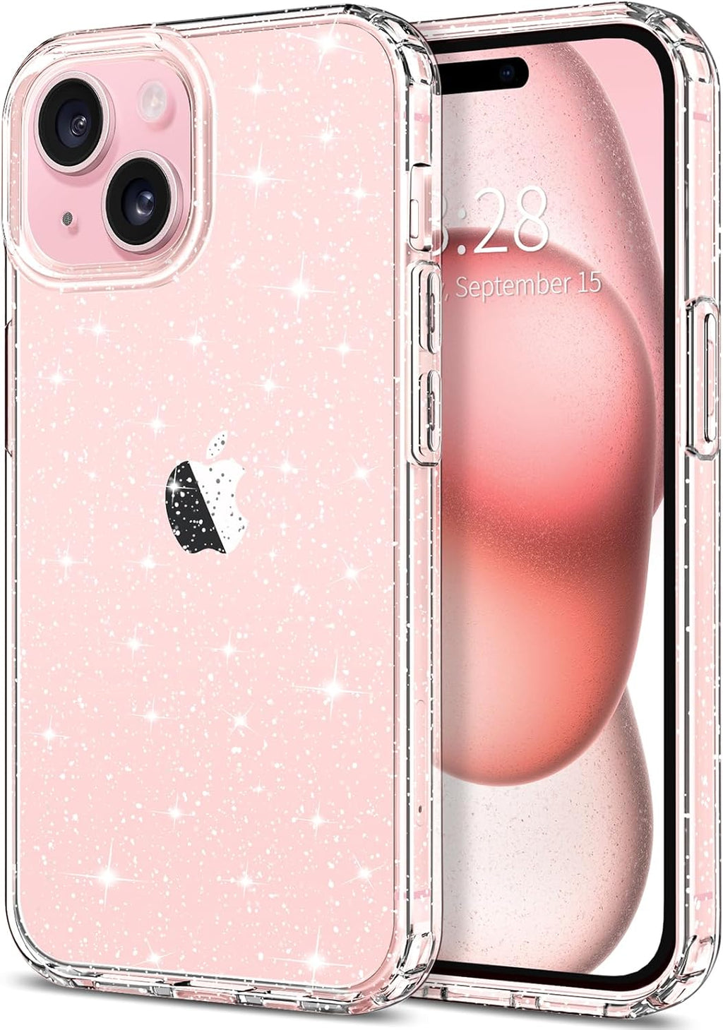 Entronix Glitter Clear Case for Apple iPhone 15 Plus, Crystal Clear Sparkly Bumper Cover - Entro Retail