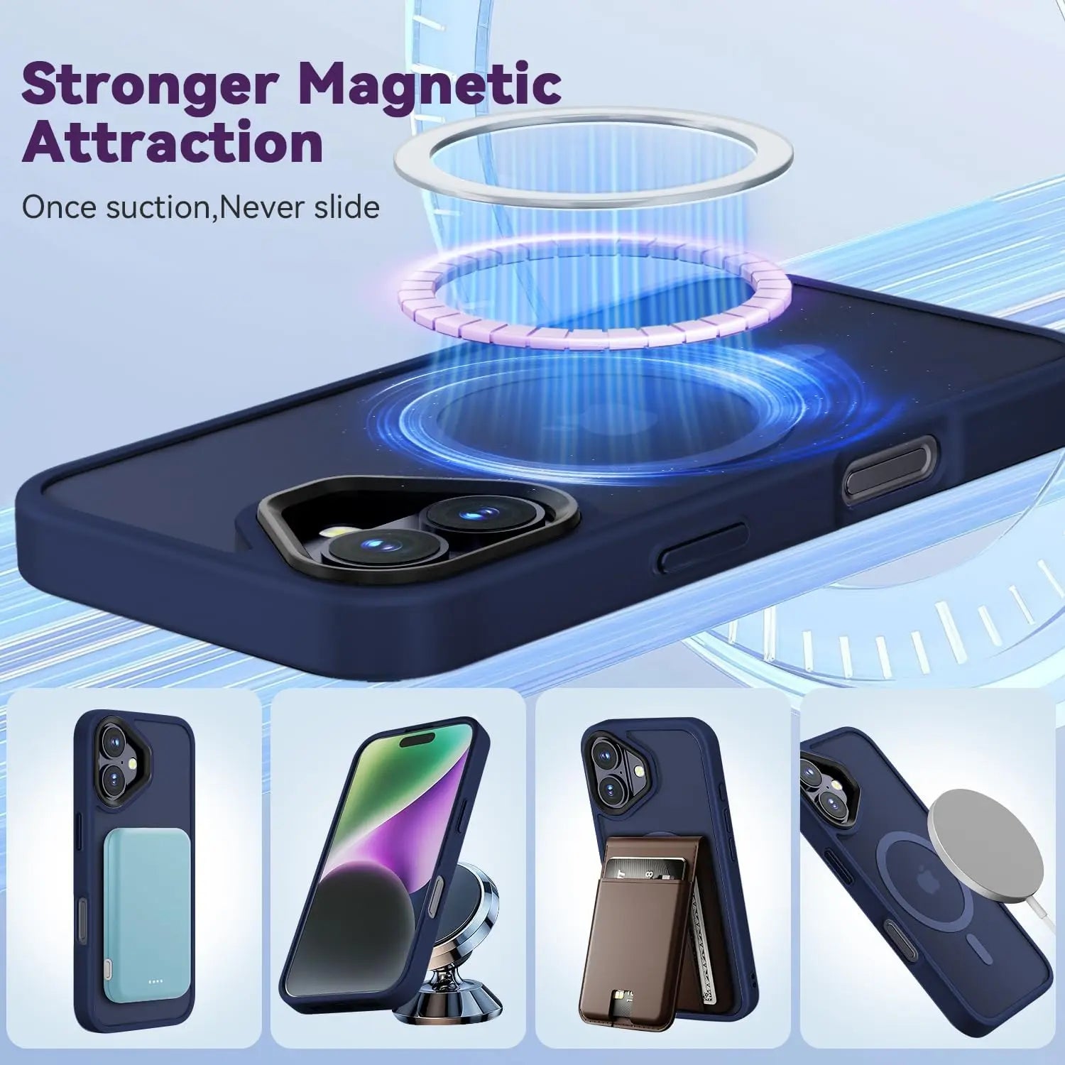 Entronix Apple iPhone 16 Plus [Magnetic-Compatible] Clear Case & 2 Tempered Glass Screen Protectors - Entronix