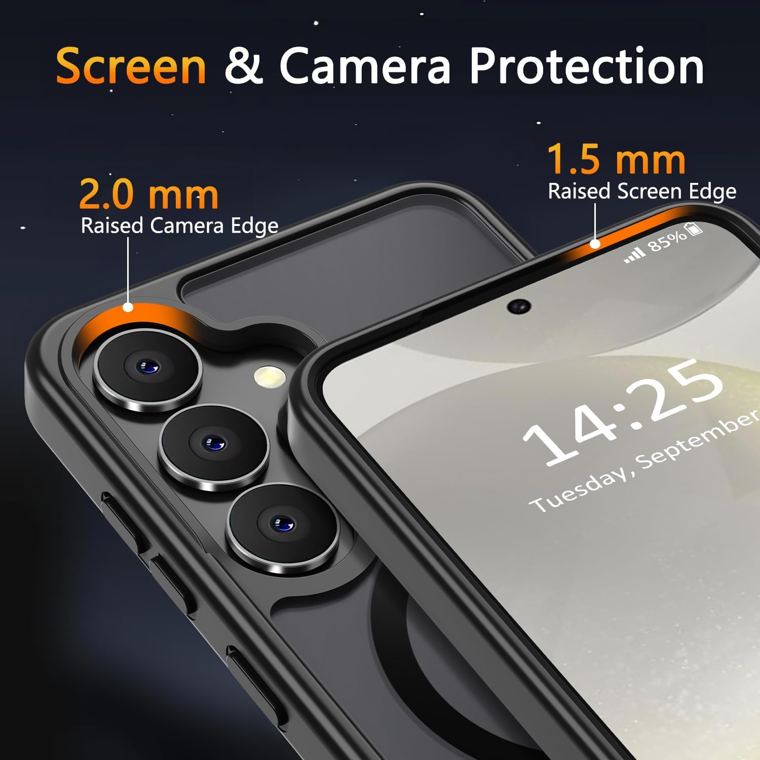 Entronix Bundle Compatible with Galaxy S25 - [Magnetic] Translucent Matte Case & 1 Clear Screen Protector