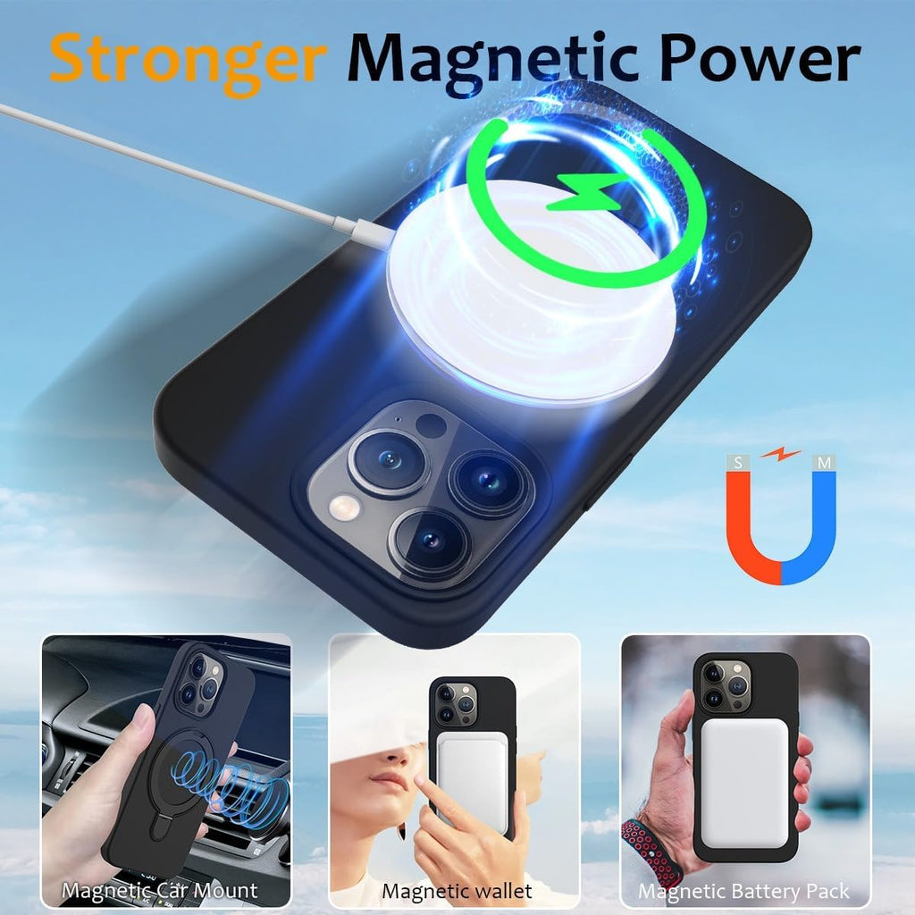 Entronix [Magnetic] Case Compatible with iPhone 17 - Soft-Touch Liquid Silicone Gripstand