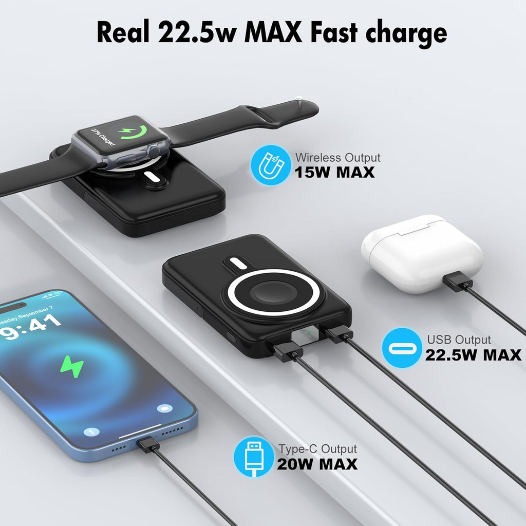 Entronix [Magnetic] Wireless Power Bank - 10000 mAh USB-C/iPhone/Android