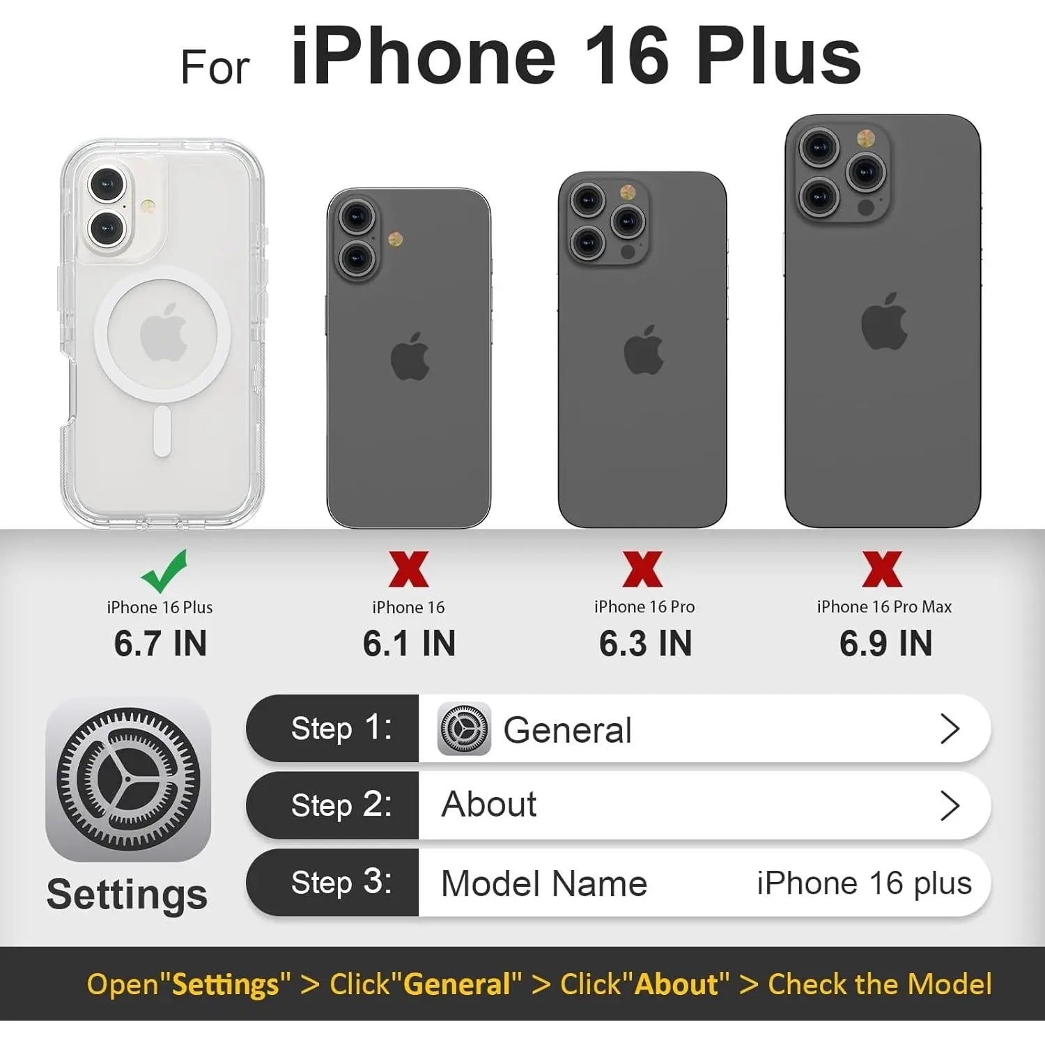Entronix [Magnetic] Case Compatible with iPhone 16 Plus - [Clear] Triple-Layer Heavy Duty Protection - Entronix