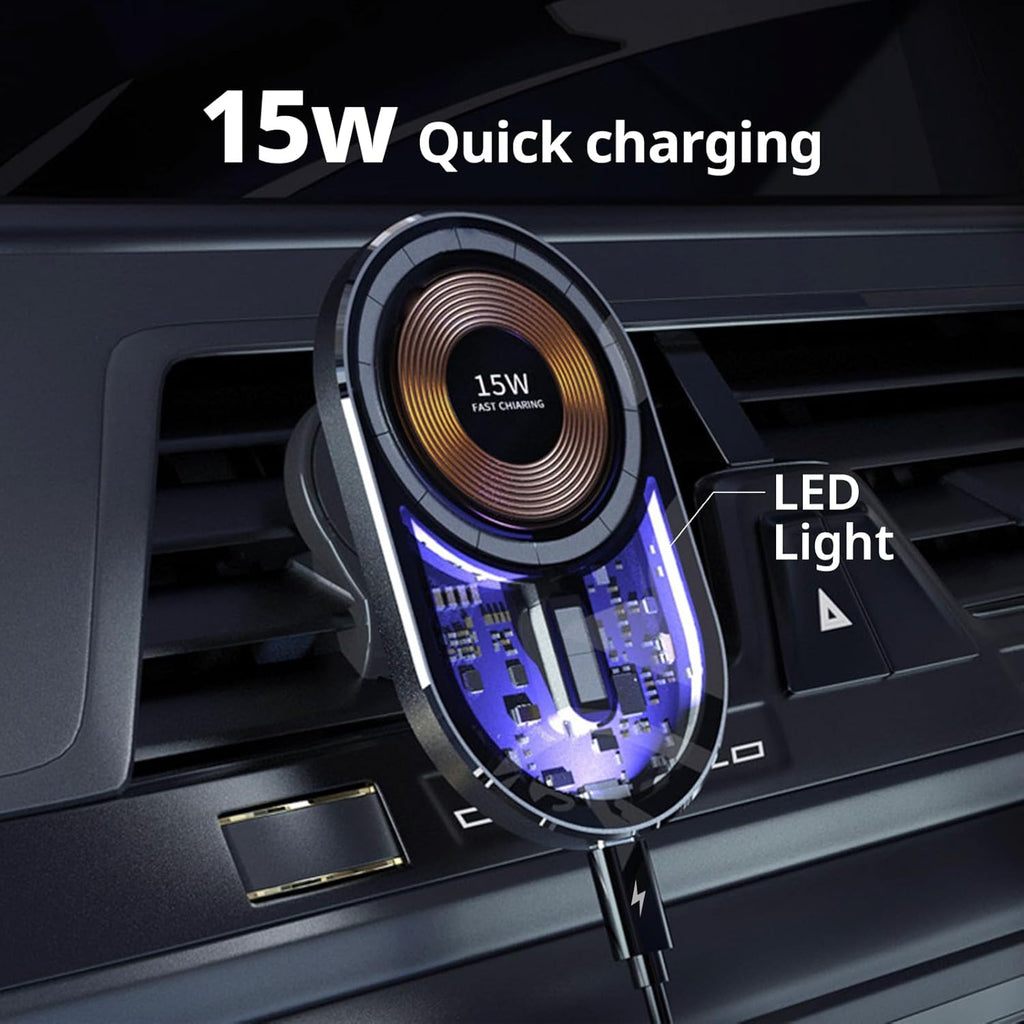 Entronix [Magnetic] Car Mount – Wireless Charging Holder, AC Vent or Suction Cup Style