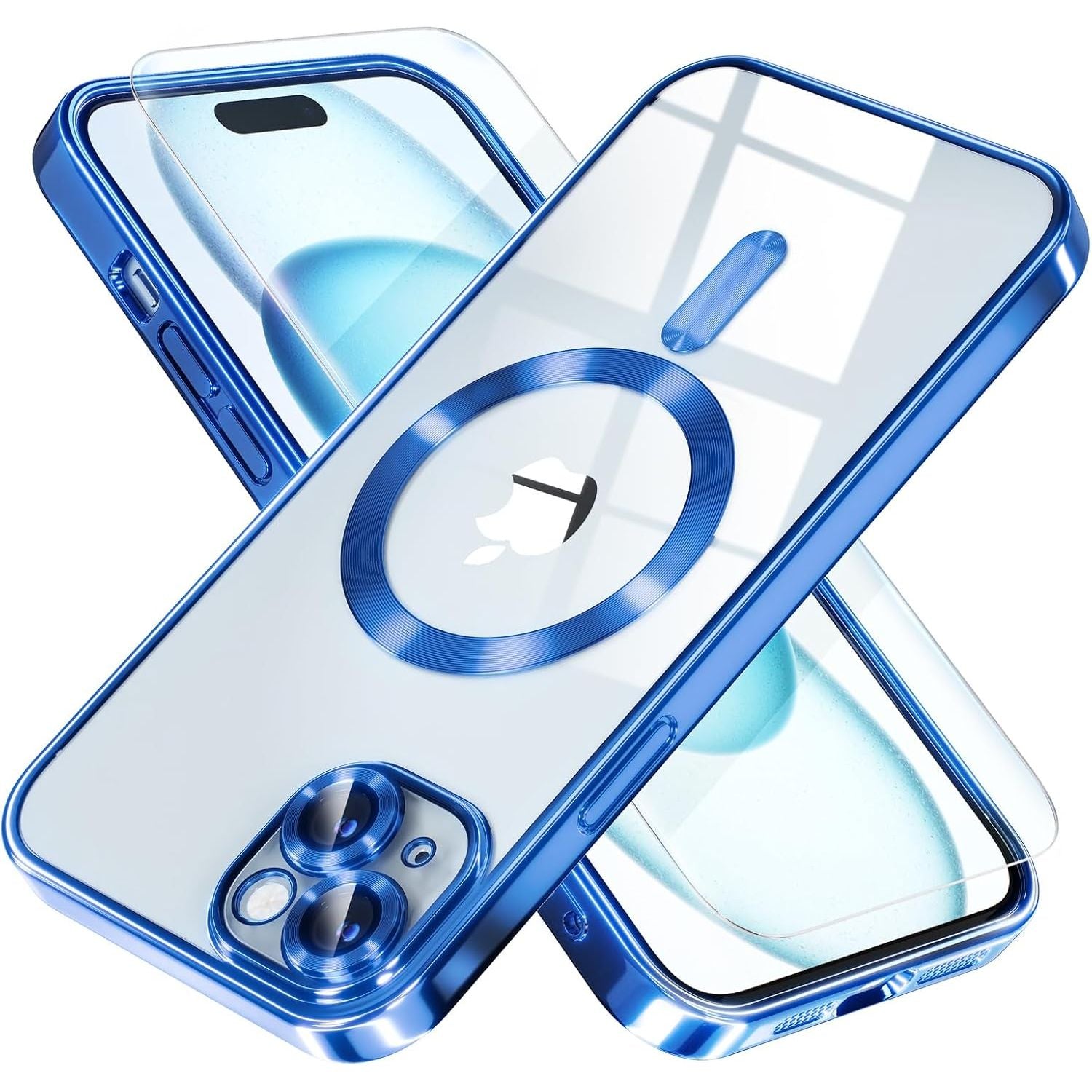 Entronix Bundle Compatible with iPhone 15 Plus - [Magnetic] Luxury Glossy Case & 1 Clear Screen Protector