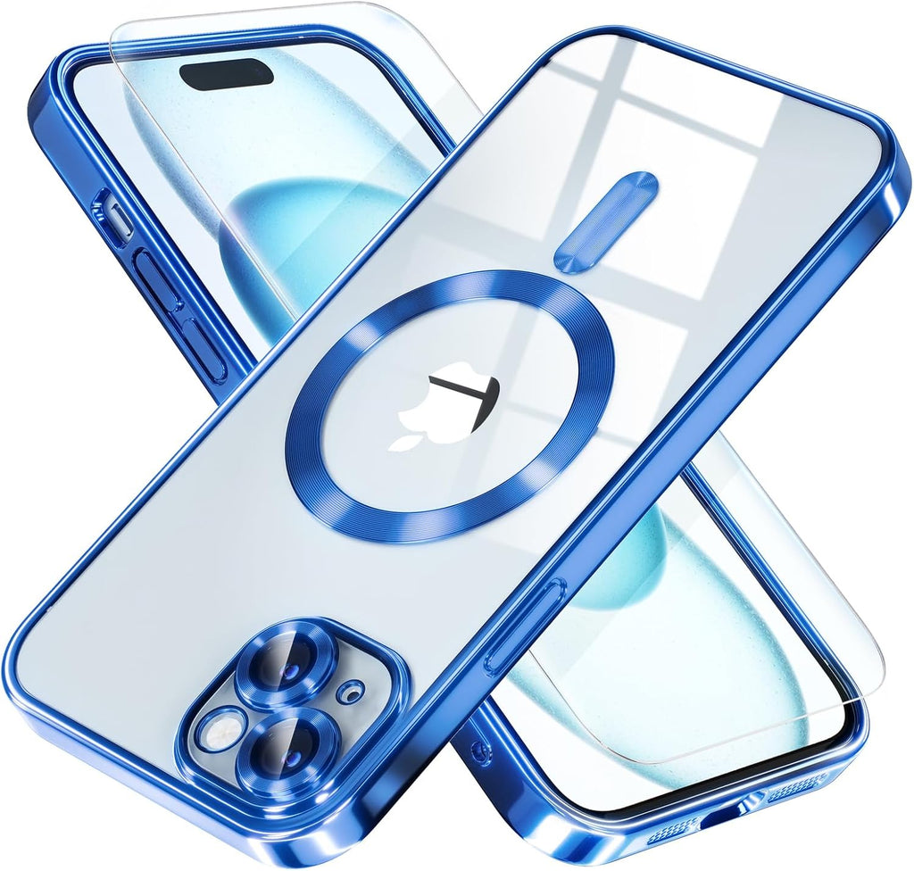 Entronix Bundle Compatible with iPhone 15 Plus - [Magnetic] Luxury Glossy Case & 1 Clear Screen Protector