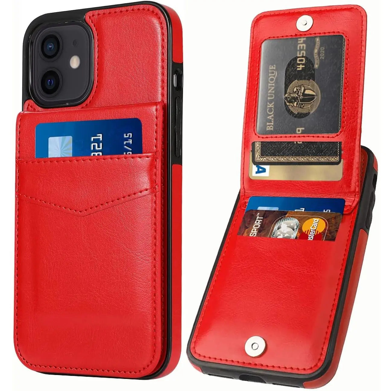 Entronix Slim Wallet Case for Apple iPhone 12/12 Pro, Leather Wallet & Card Holder Bumper Cover, - Entro Retail