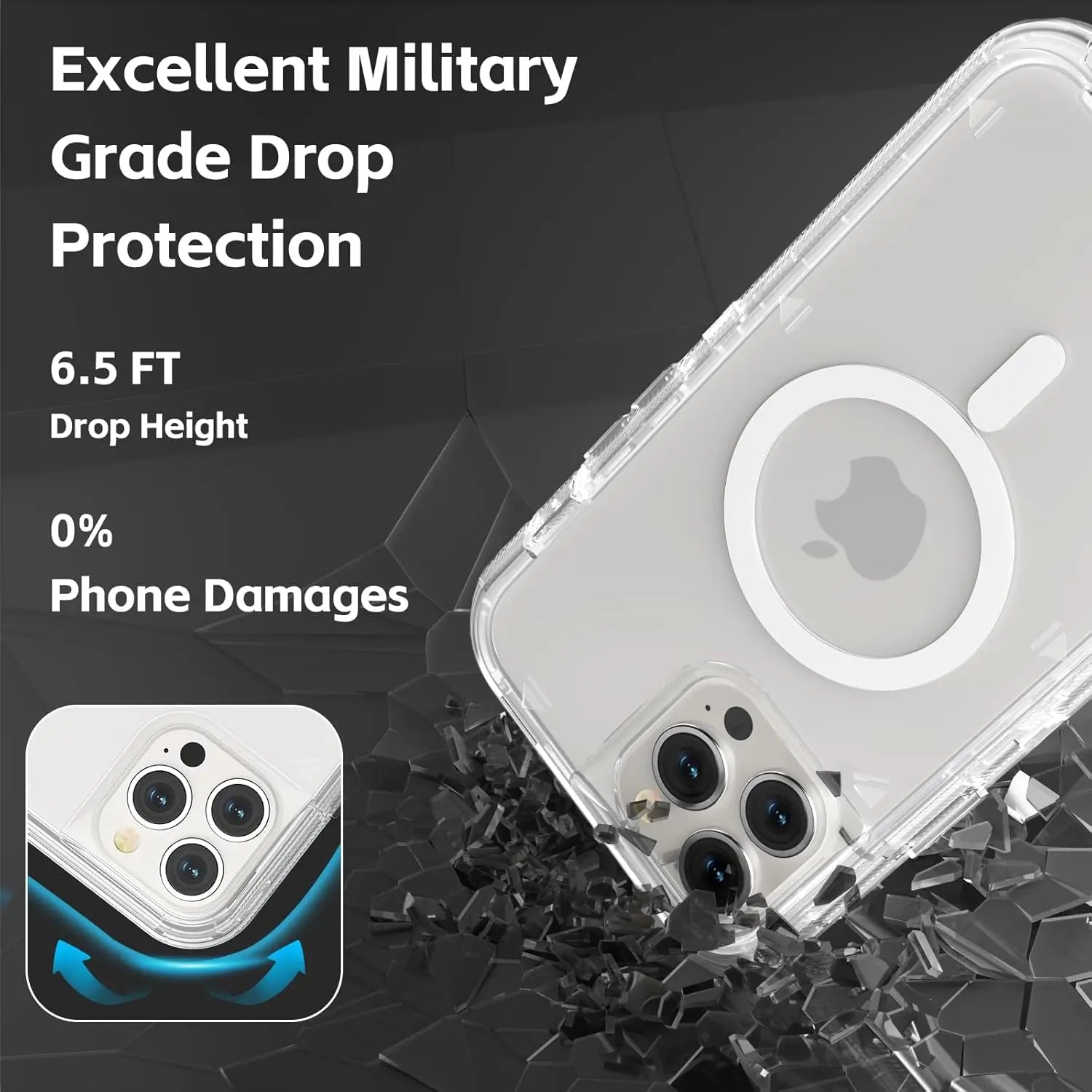 Entronix [Magnetic] Case Compatible with iPhone 12/12 Pro - [Clear] Triple-Layer Heavy Duty Protection - Entronix