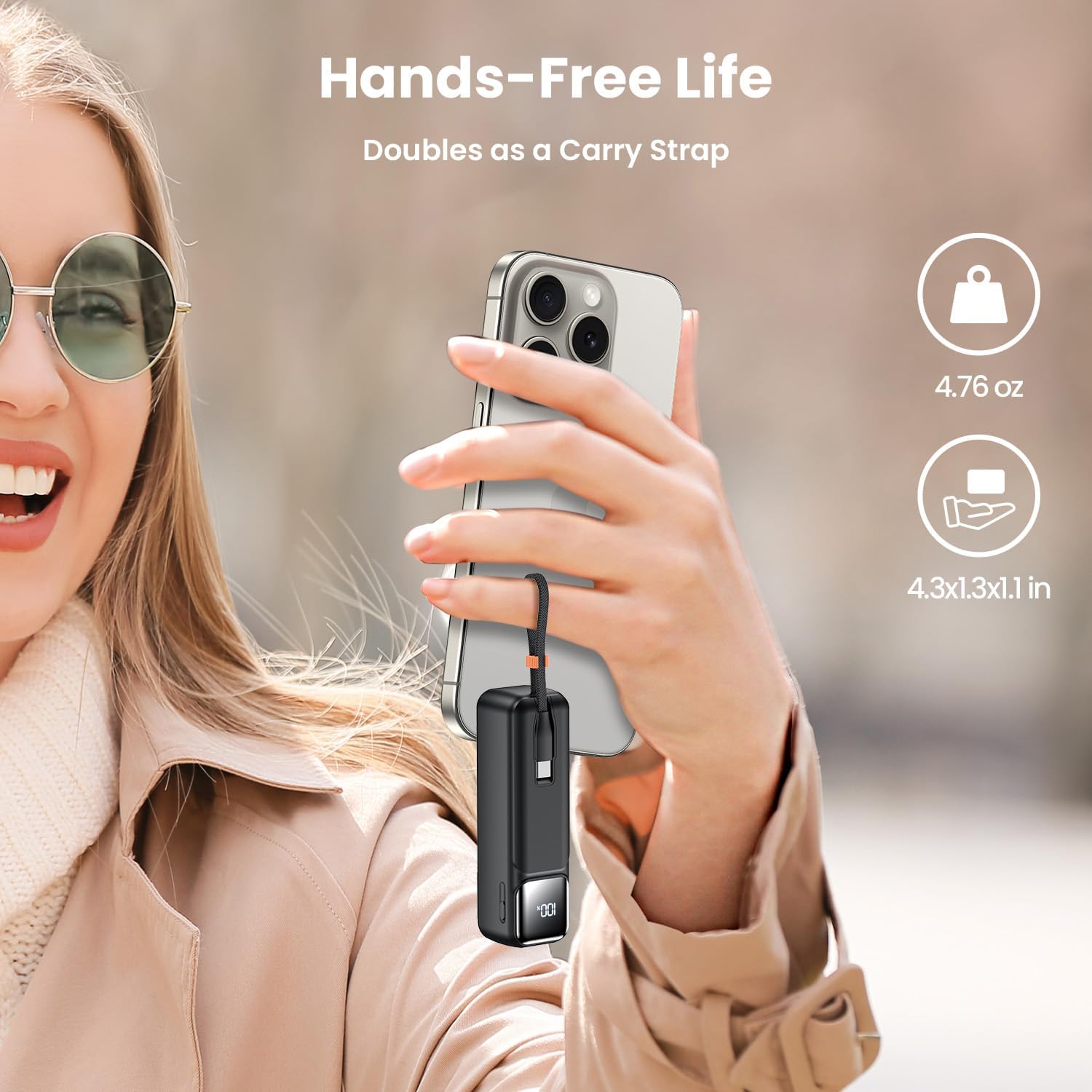 Entronix Mini Power Bank - 5000 mAh USB-C/iPhone/Android