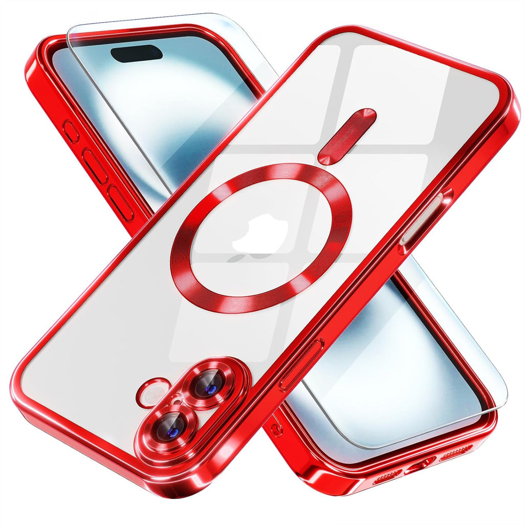 Entronix Bundle Compatible with iPhone 16 Plus - [Magnetic] Luxury Glossy Case & 1 Clear Screen Protector