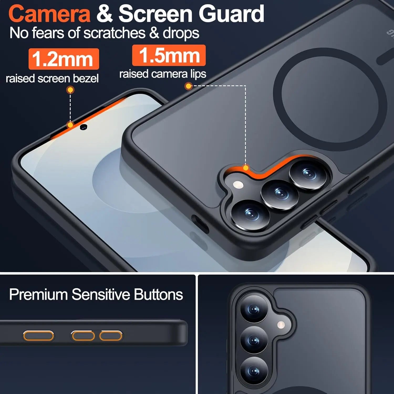 Entronix Bundle Compatible with Galaxy S25 Plus - [Magnetic] Translucent Matte Case & 2 Clear Screen Protectors - Entronix
