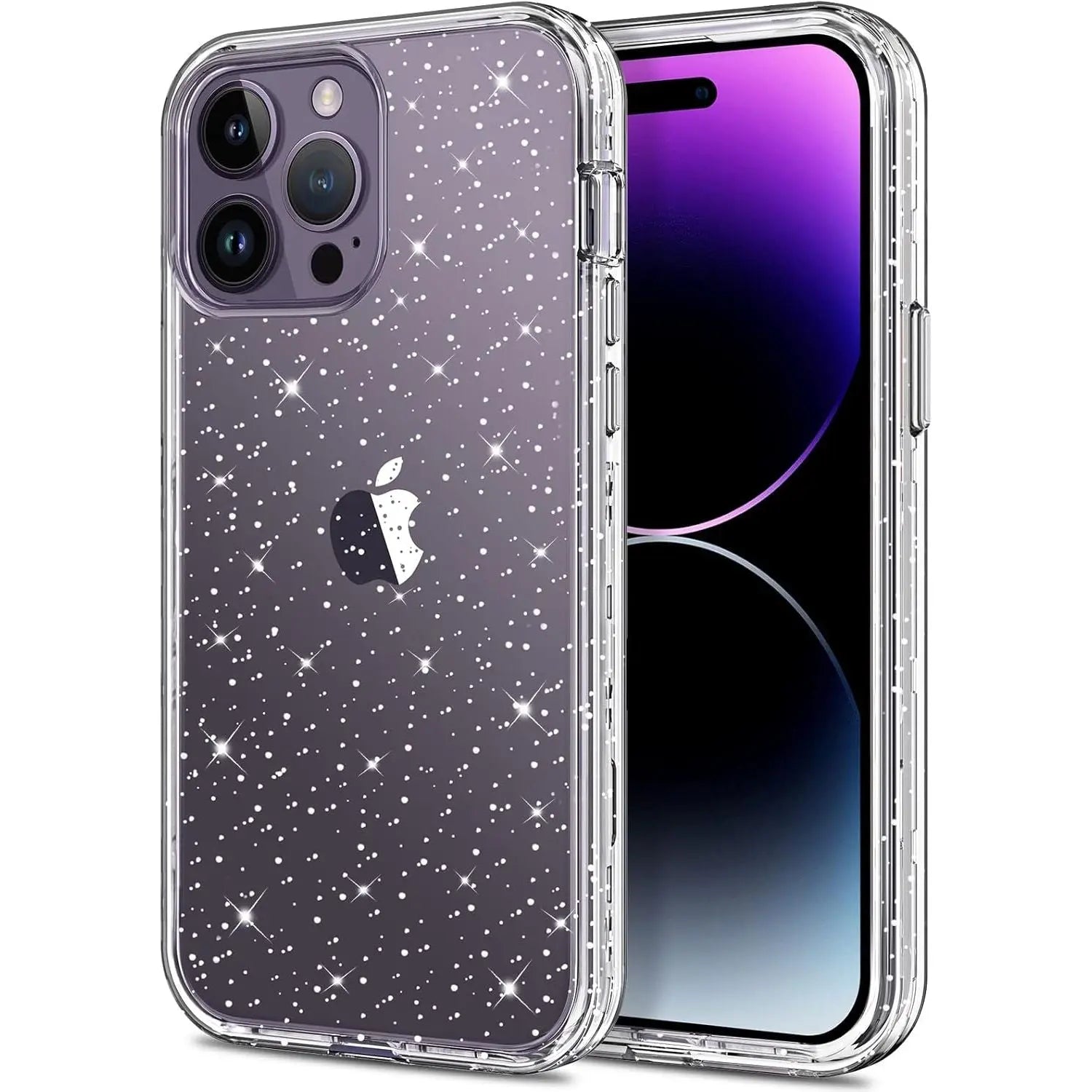 Entronix Glitter Clear Case for Apple iPhone 14 Pro, Crystal Clear Sparkly Bumper Cover - Entro Retail