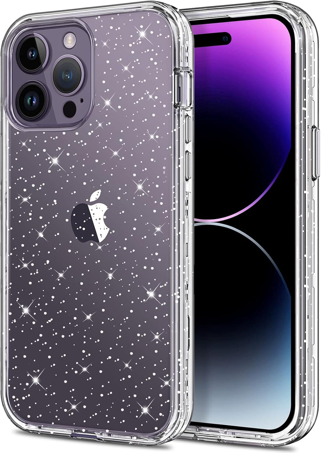 Entronix Glitter Clear Case for Apple iPhone 14 Pro, Crystal Clear Sparkly Bumper Cover - Entro Retail