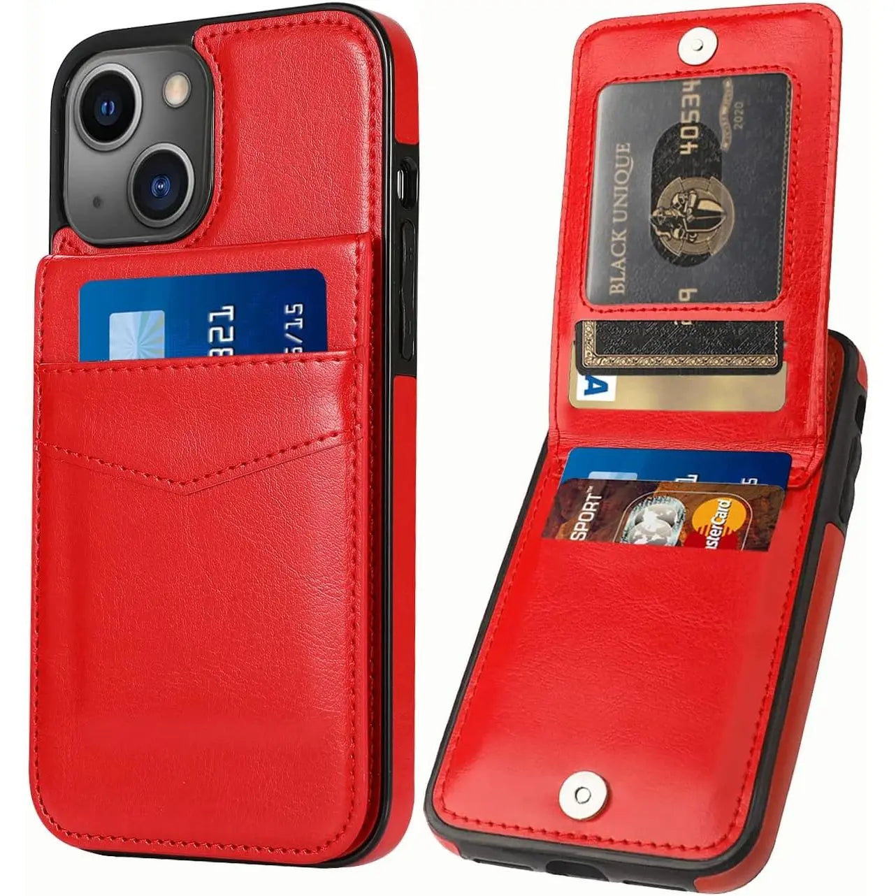 Entronix Slim Wallet Case for Apple iPhone 13, Leather Wallet & Card Holder Bumper Cover, - Entro Retail