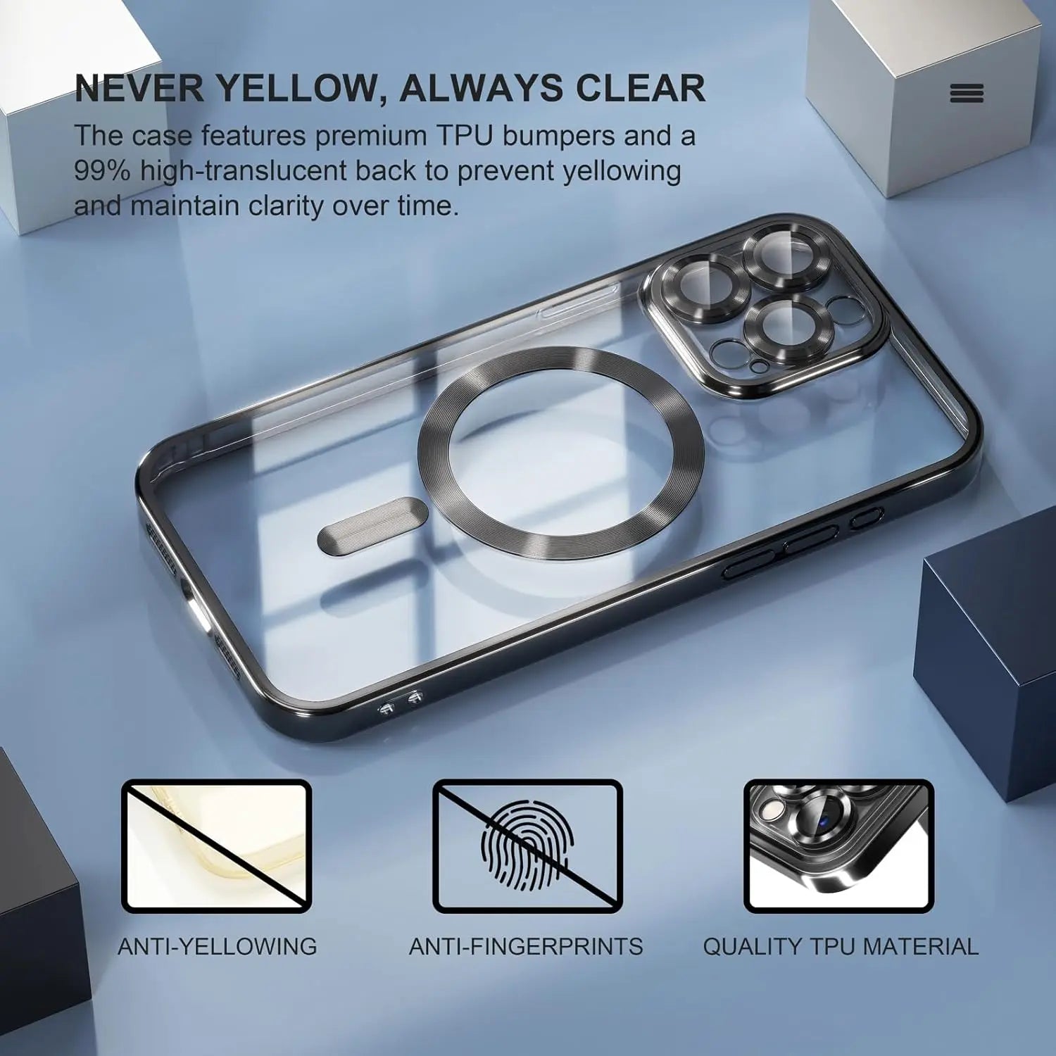 Entronix Bundle Compatible with iPhone 15 Pro - [Magnetic] Luxury Glossy Case & 1 Clear Screen Protector - Entronix