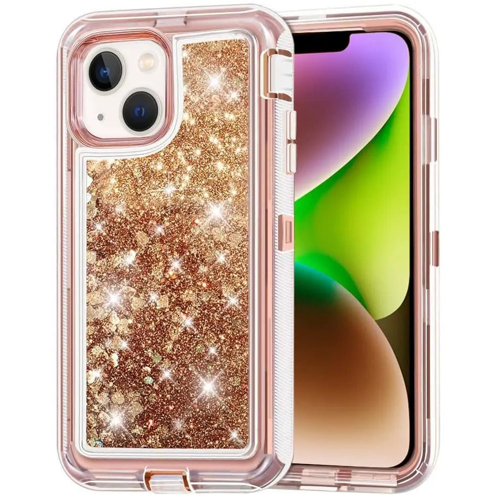 Entronix Heavy Duty Glitter Case for Apple iPhone 13, Triple-Layer & Full Protection, - Entro Retail